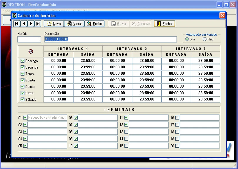 Software para catracas com leitor de proximidade